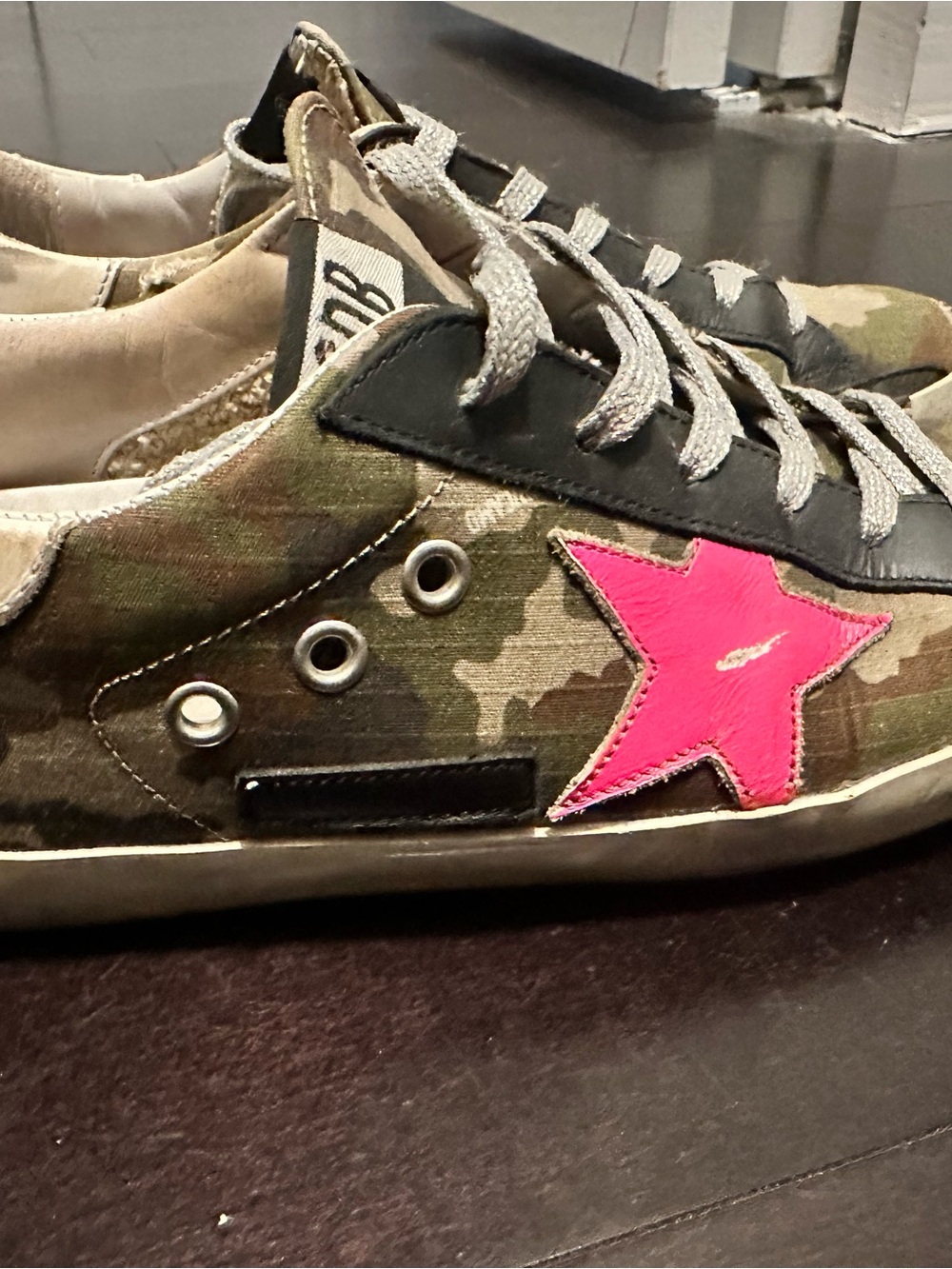 Golden Goose Camouflage Sneakers with Pink Star - Picture 2 of 4